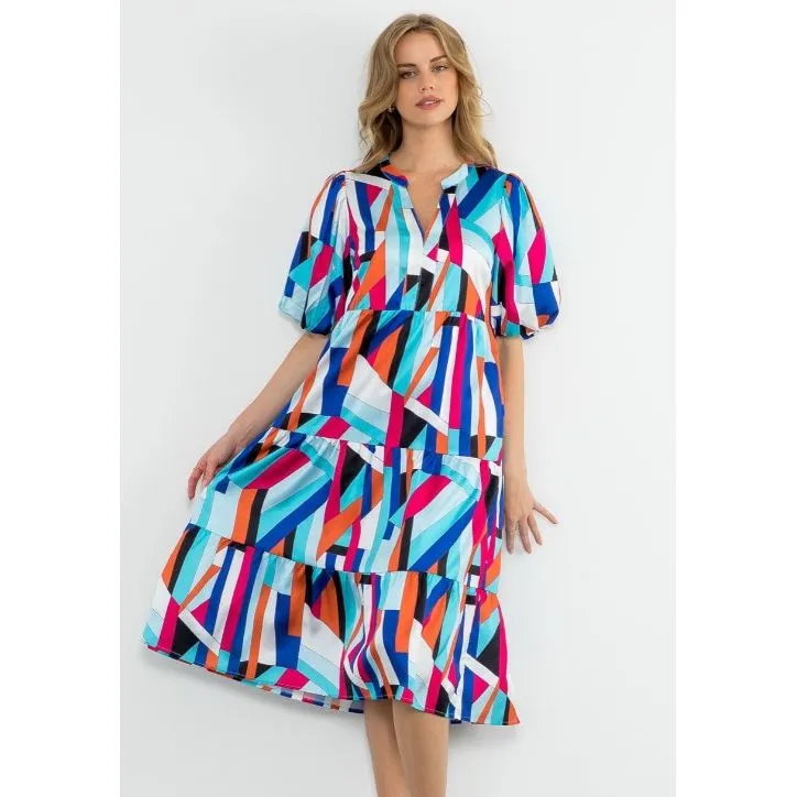 Liza Puff Sleeve Abstract THML Dress-SALE