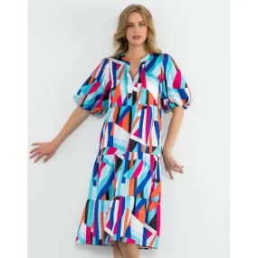 Liza Puff Sleeve Abstract THML Dress-SALE