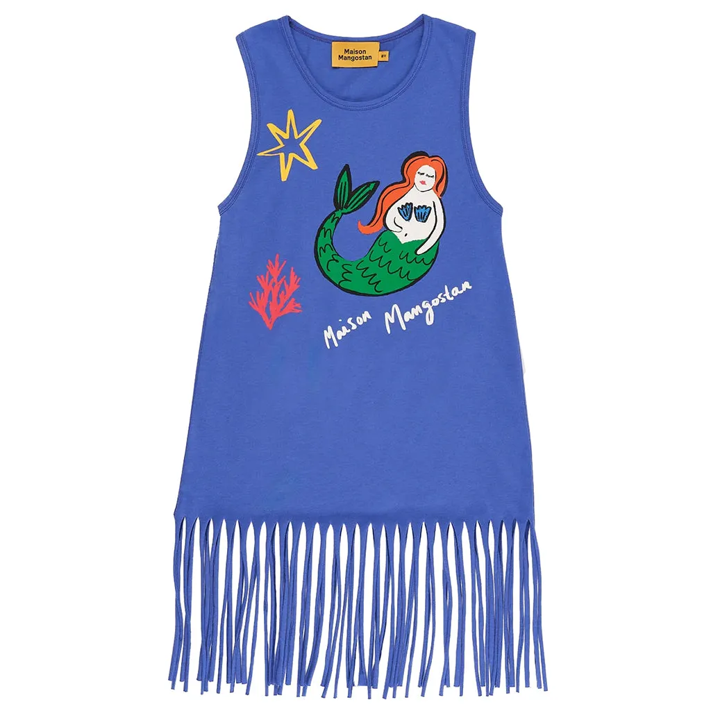 Maison Mangostan Child Mermaid Fringes Dress Blue