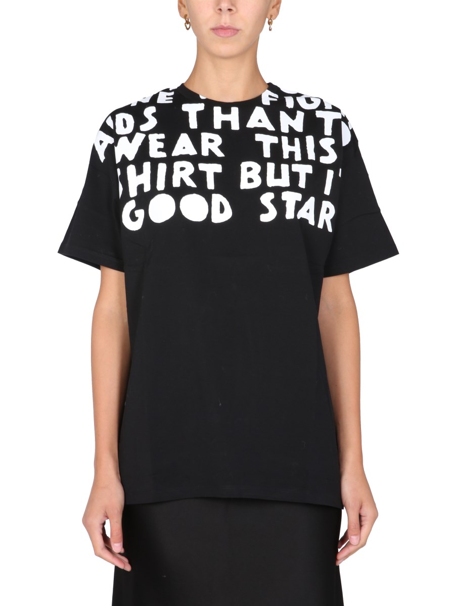 MAISON MARGIELA    CREW NECK PRINTED COTTON JERSEY T-SHIRT