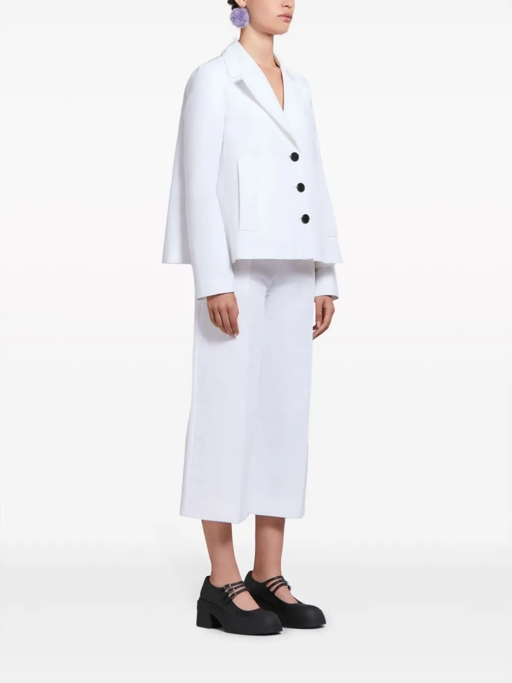 MARNI Lilywhite Cotton Woven Pants for Women - SS24 Collection