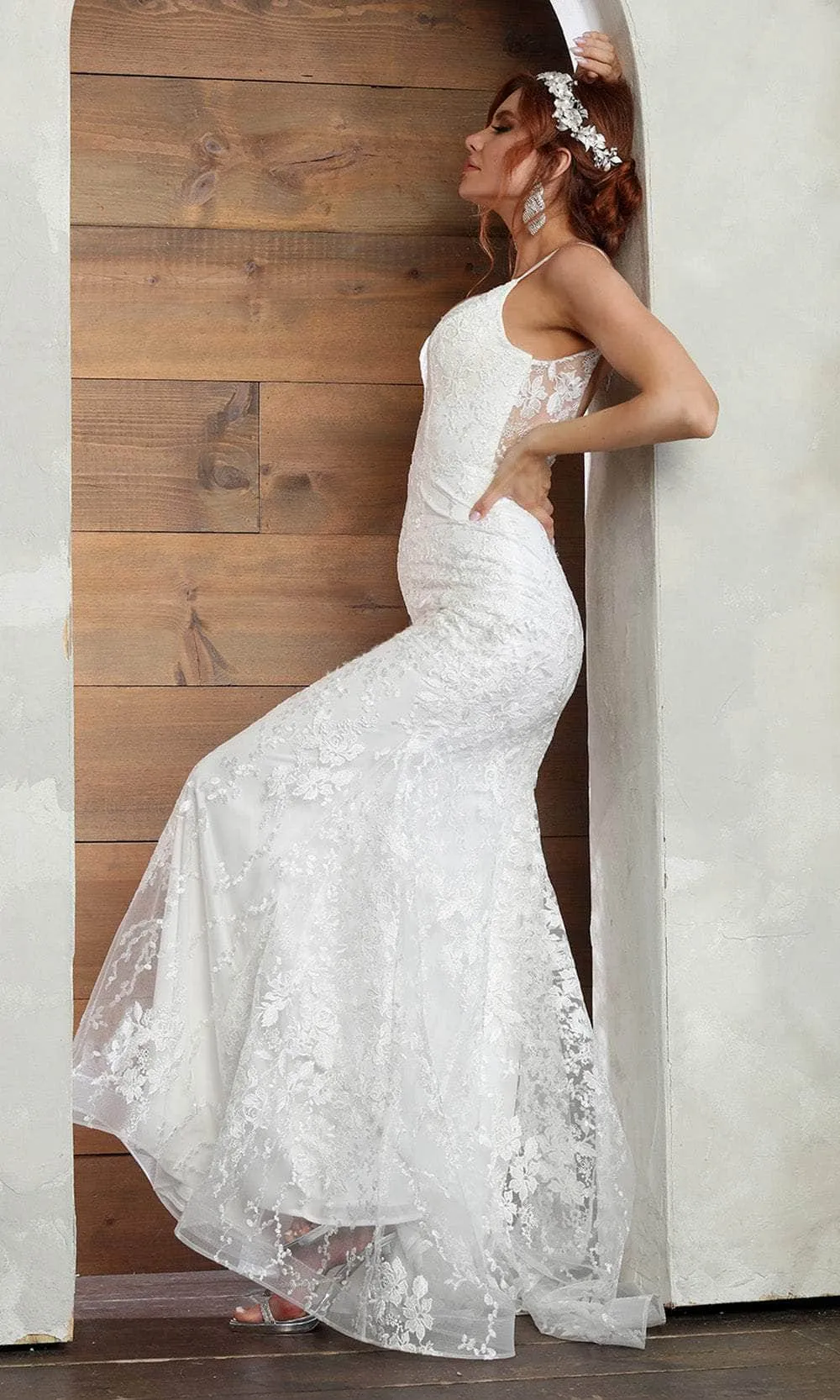 May Queen RQ8048 - Illusion Scoop Back Wedding Gown