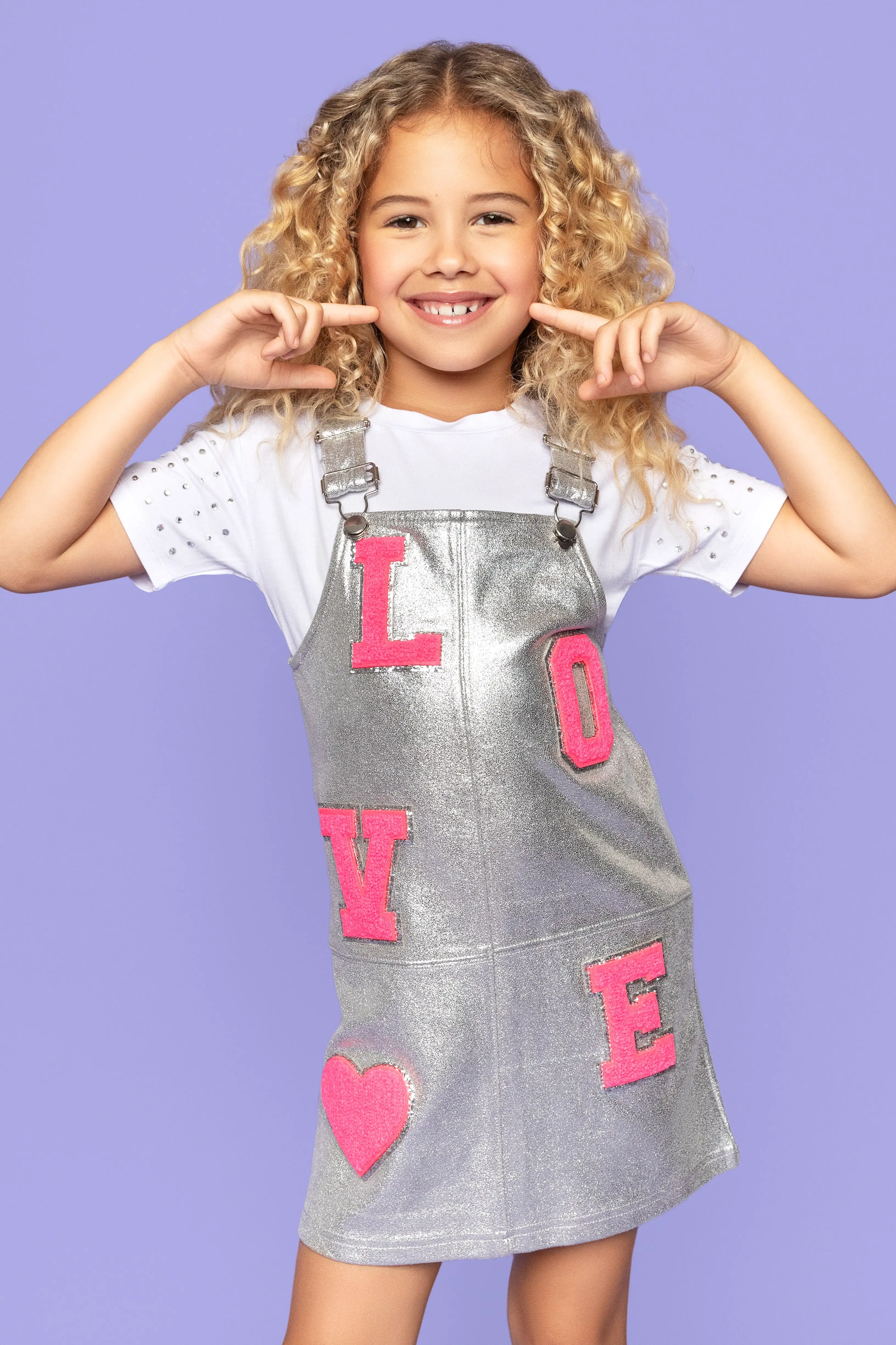 MIA New York Love Patch Overall Silver Dress