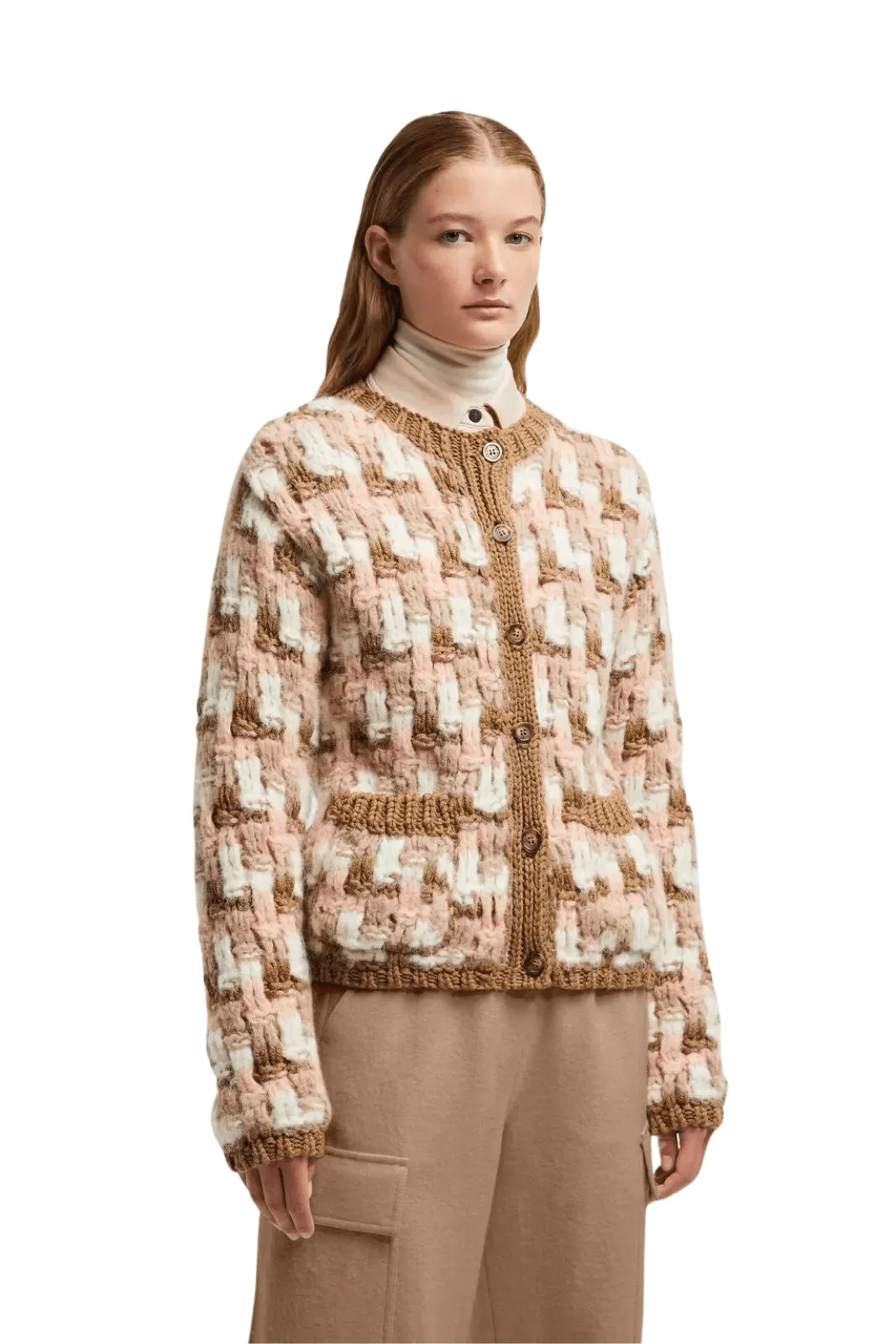 Moncler Grenoble Wool Alpaca Cardigan Beige