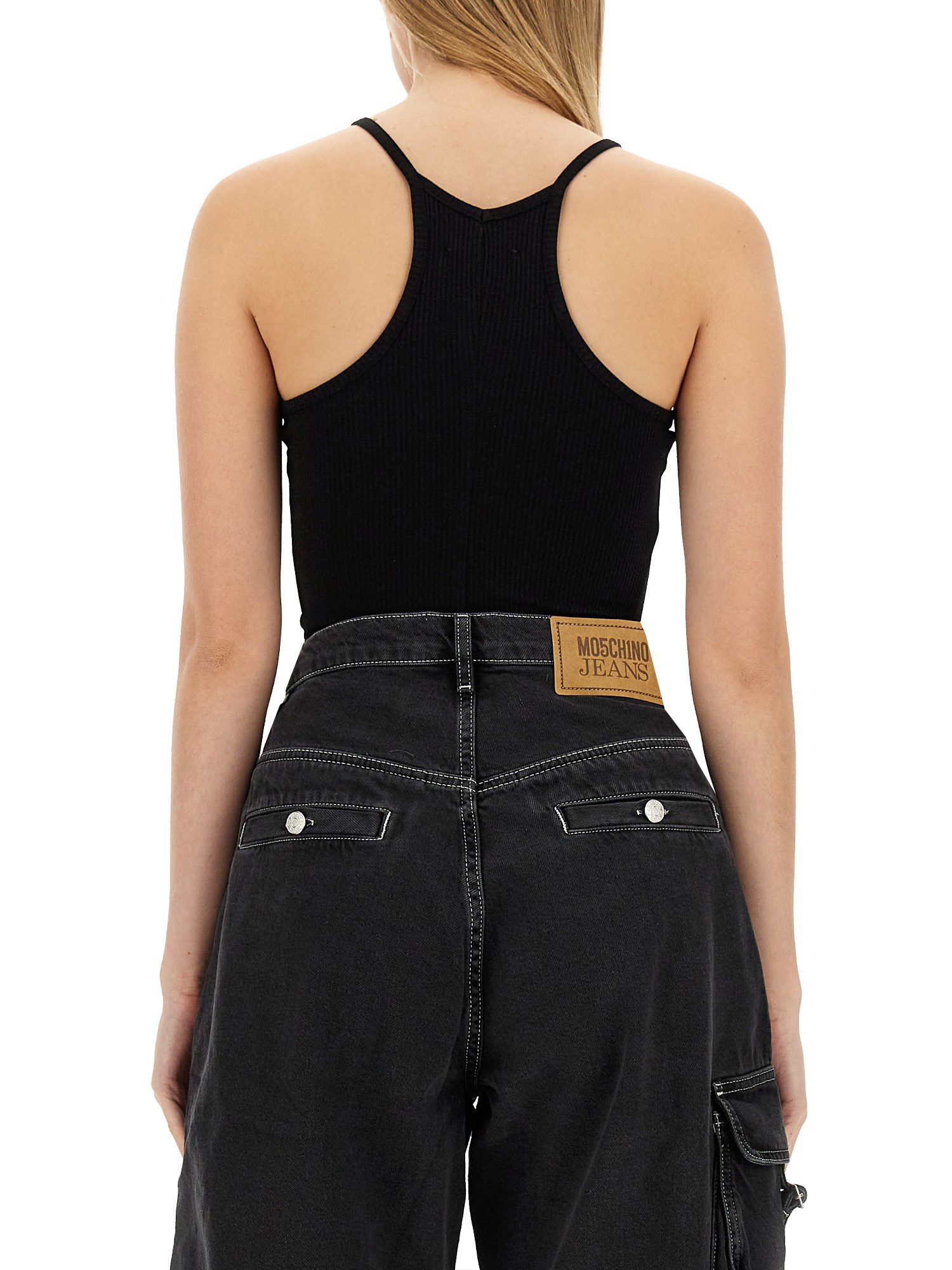 MOSCHINO JEANS    VISCOSE KNIT TOP WITH LOGO