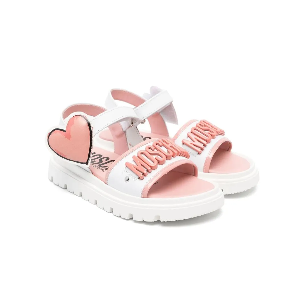 Moschino Sandal Logo Heart Strap Pink