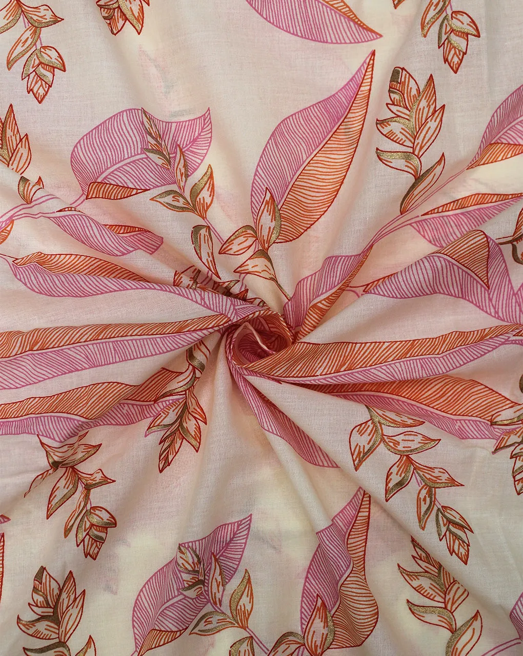 MULTICOLOR LEAFS DESIGN COTTON PRINTED FABRIC