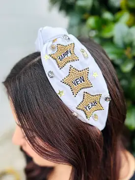 New Year Party Girl Embellished Headband  White