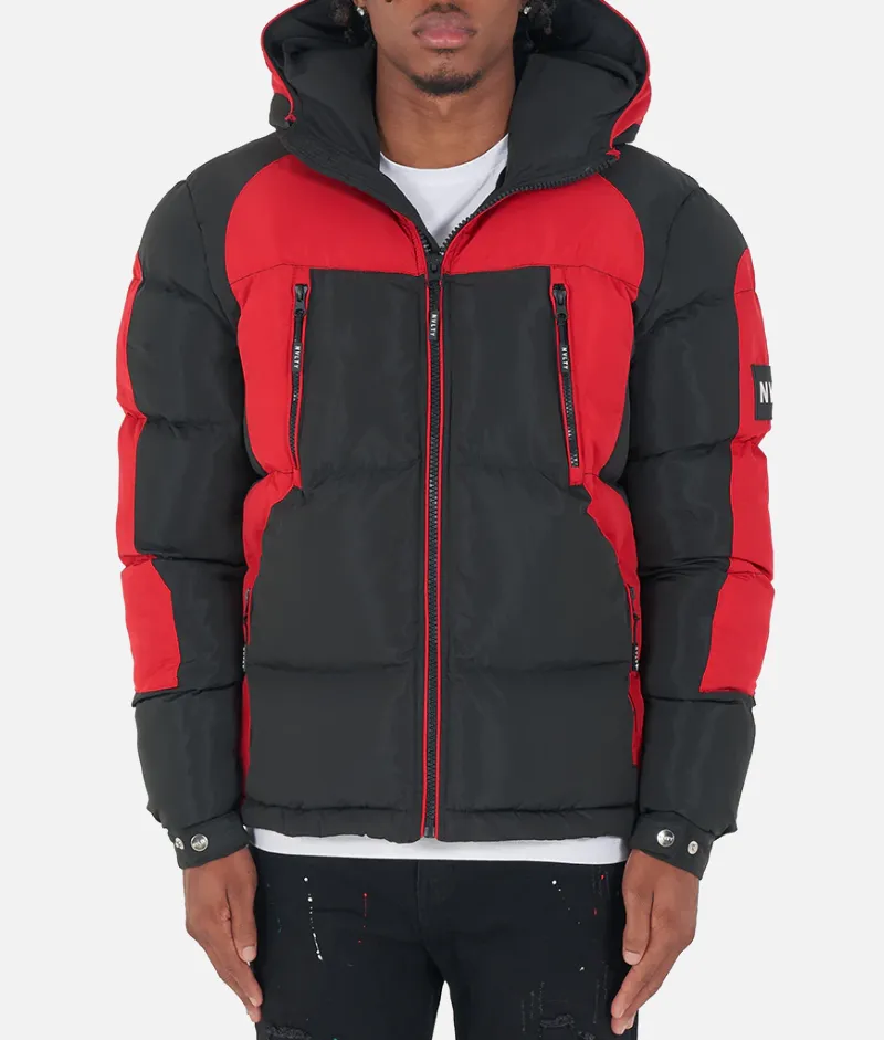 Nvlty Shadow Puffer Jacket Black/Red | Upto 30% Off