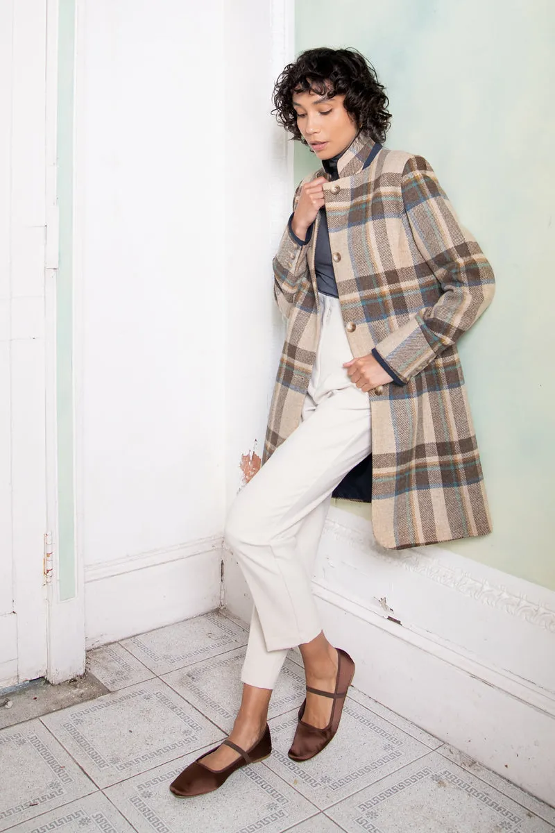 Pamela Tweed Coat - Cream Block Check