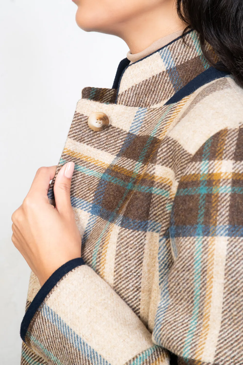 Pamela Tweed Coat - Cream Block Check