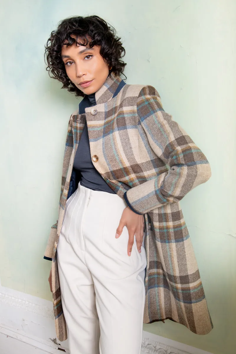 Pamela Tweed Coat - Cream Block Check