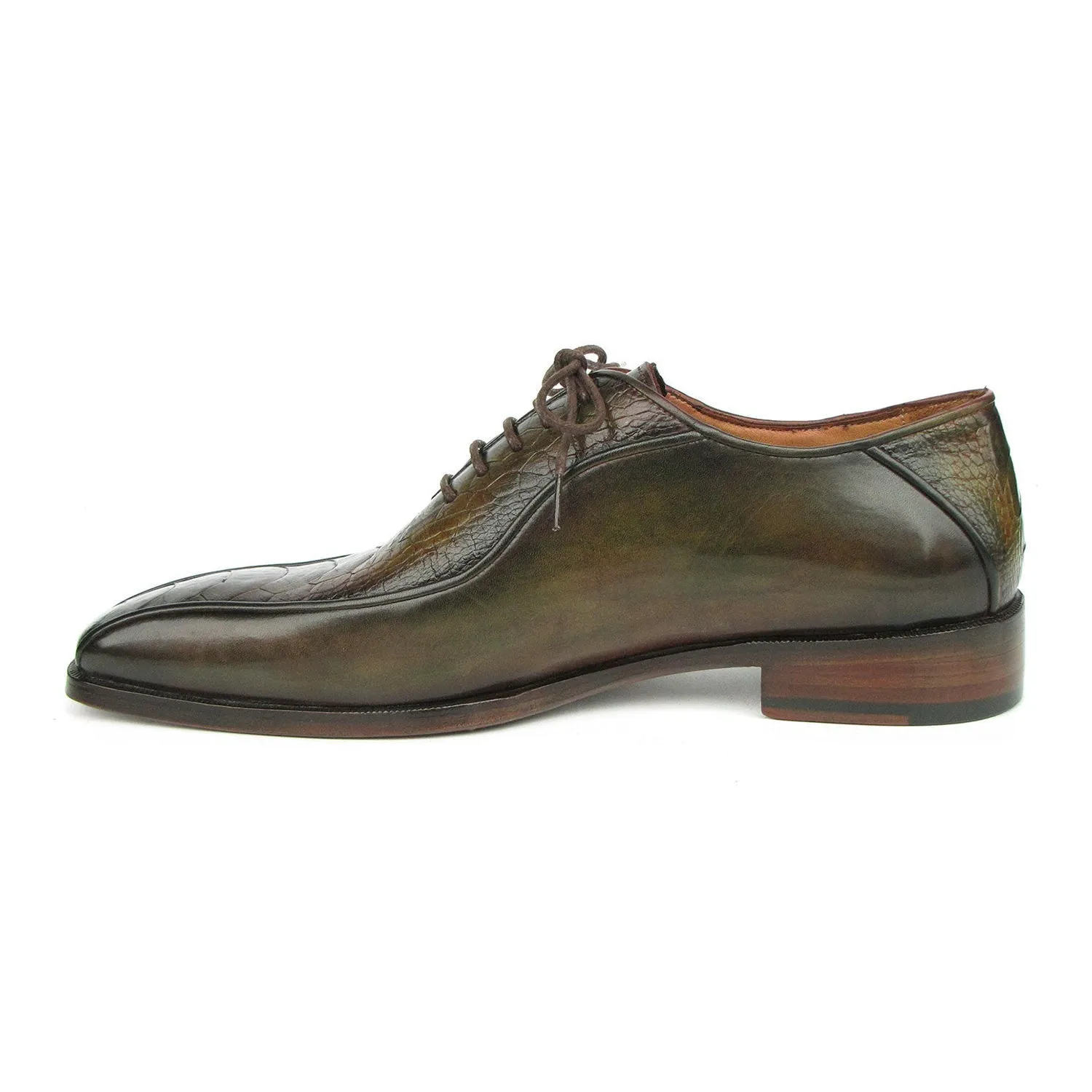 Paul Parkman 94DLGRN Men's Shoes Green Ostrich Leg / Calf-skin Leather Bicycle Toe Oxfords (PM6391)