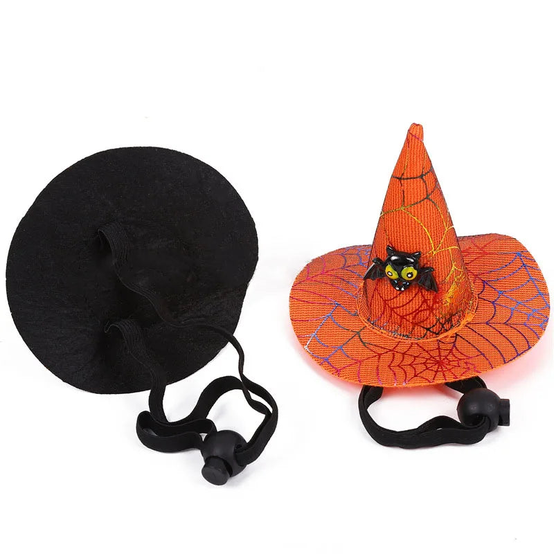 Pet Halloween Spider Web Witch Pet Hat Elastic Hair Band Pet Supplies Dog Cat Pumpkin Bat Hat Hair Happy Helloween Party