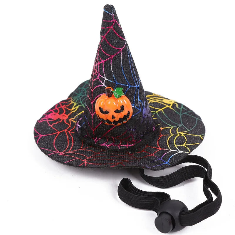 Pet Halloween Spider Web Witch Pet Hat Elastic Hair Band Pet Supplies Dog Cat Pumpkin Bat Hat Hair Happy Helloween Party