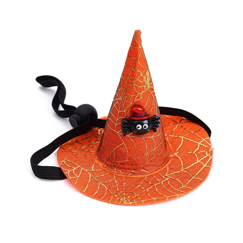 Pet Halloween Spider Web Witch Pet Hat Elastic Hair Band Pet Supplies Dog Cat Pumpkin Bat Hat Hair Happy Helloween Party