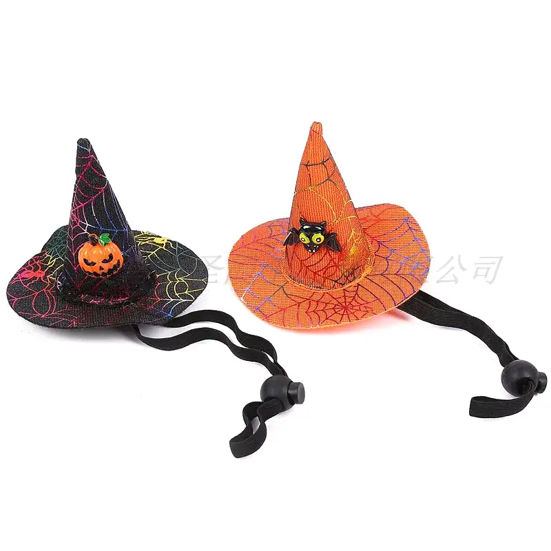 Pet Halloween Spider Web Witch Pet Hat Elastic Hair Band Pet Supplies Dog Cat Pumpkin Bat Hat Hair Happy Helloween Party