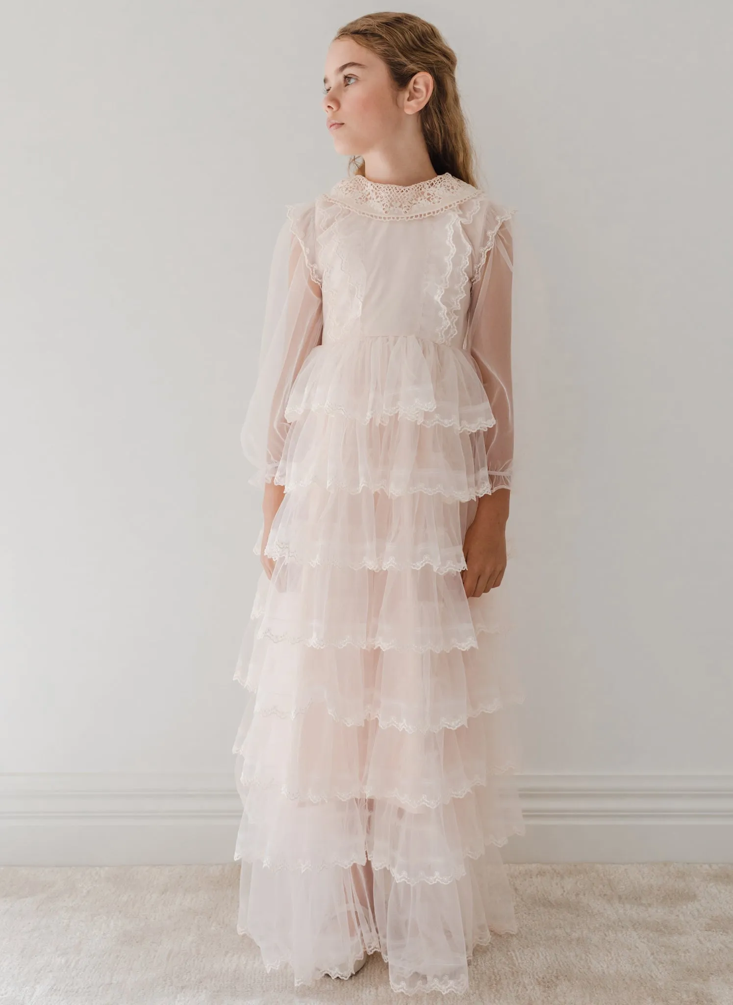 Petite Amalie Crochet Collar Tulle Gown