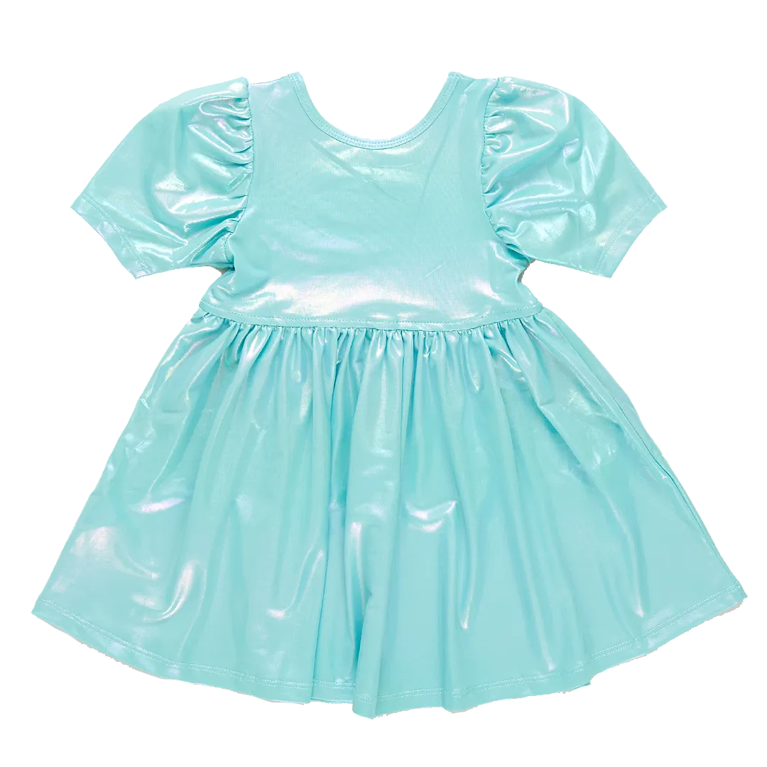 Pink Chicken Girls Laurie Dress - Turquoise Lame