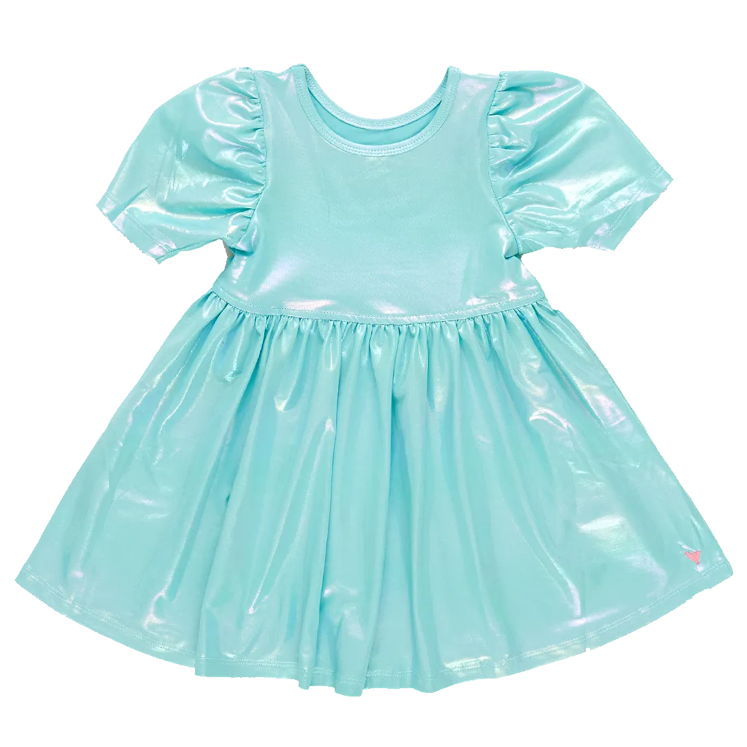 Pink Chicken Girls Laurie Dress - Turquoise Lame