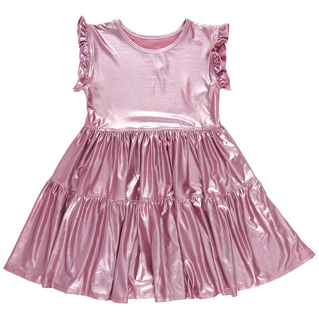 Pink Chicken Girls Polly Dress - Light Pink Lame