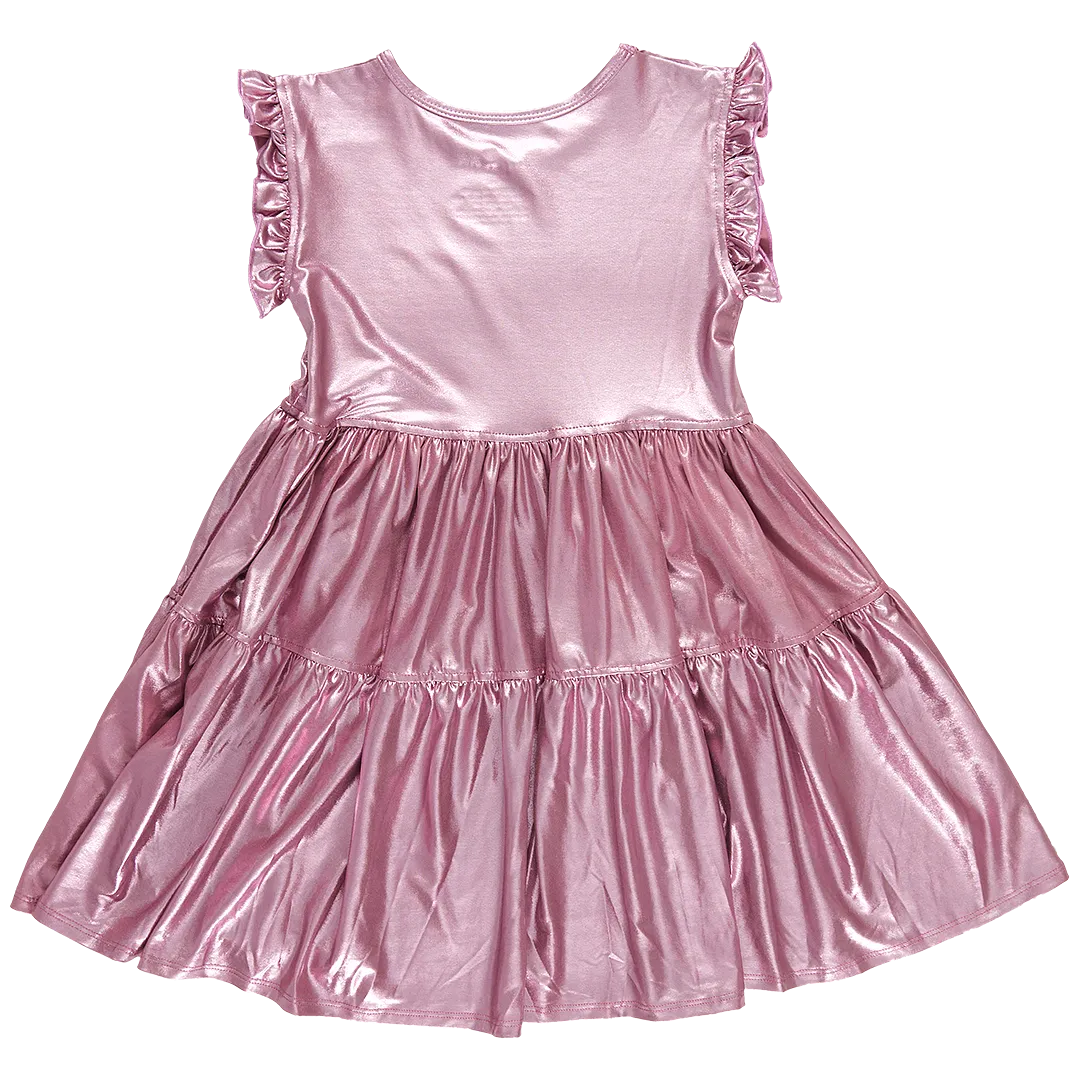 Pink Chicken Girls Polly Dress - Light Pink Lame