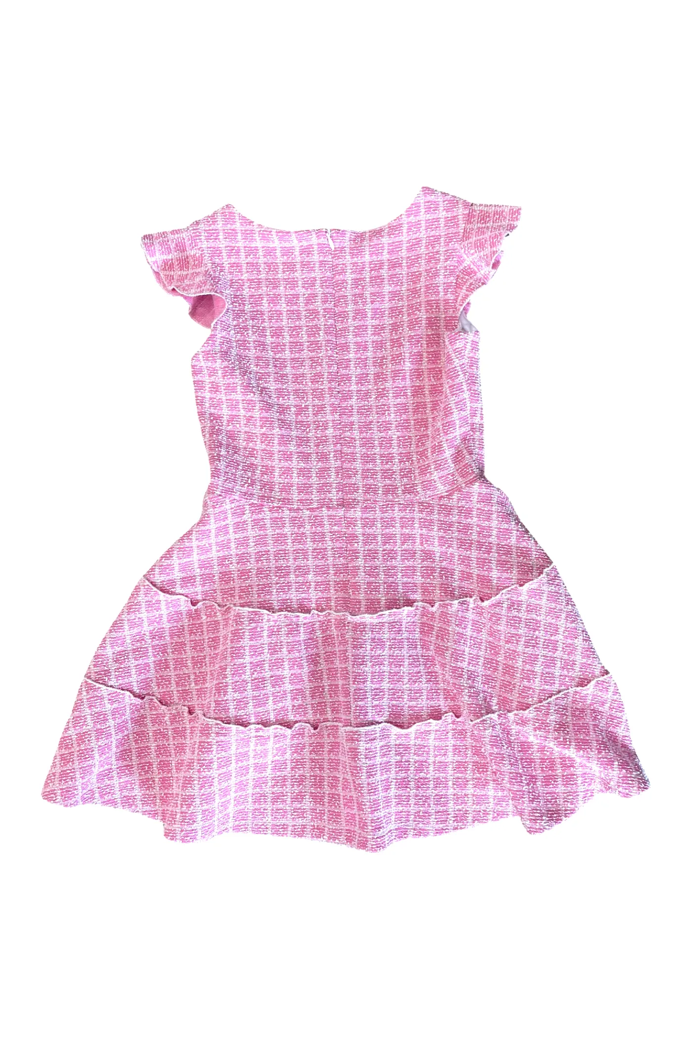 Pink Tweed Tiered Dress