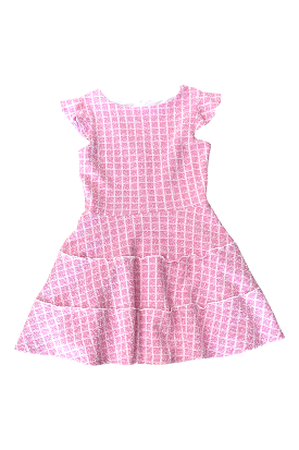 Pink Tweed Tiered Dress