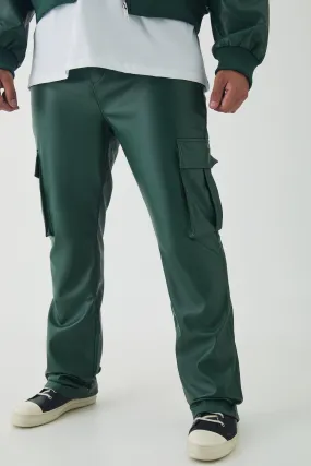 Plus PU Cargo Stacked Flared Trousers