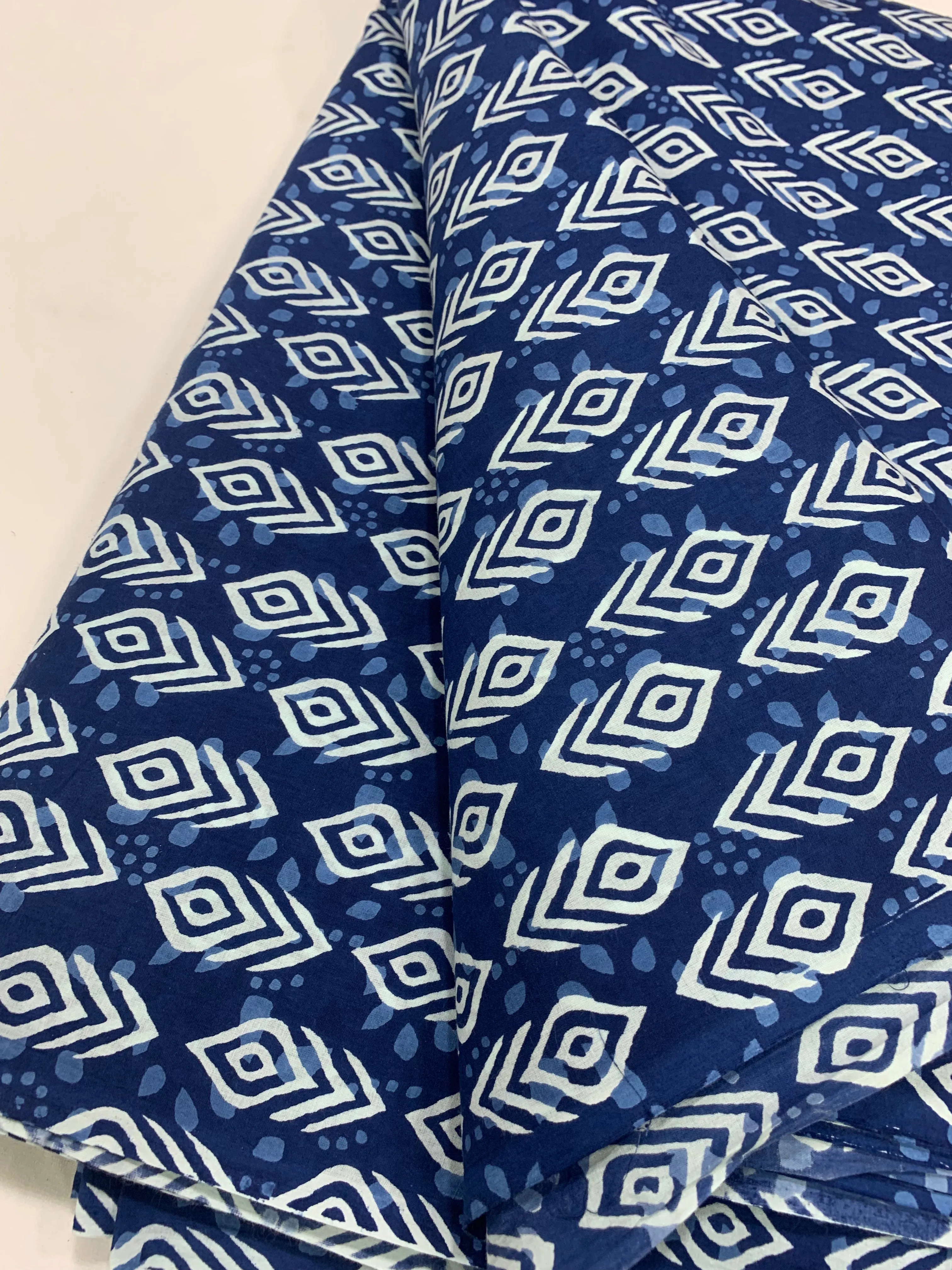 Printed indigo pure cotton fabric