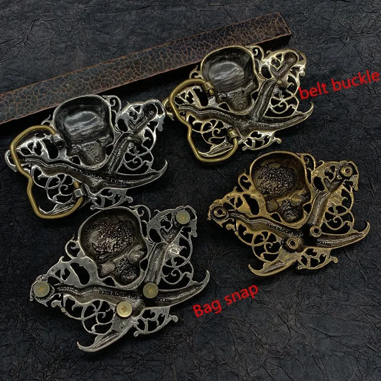 Punk Rock Style Brass Metal Plating Skeleton Skull Buckle for Men