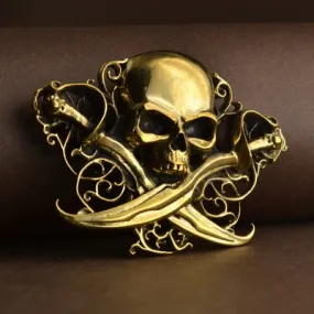 Punk Rock Style Brass Metal Plating Skeleton Skull Buckle for Men