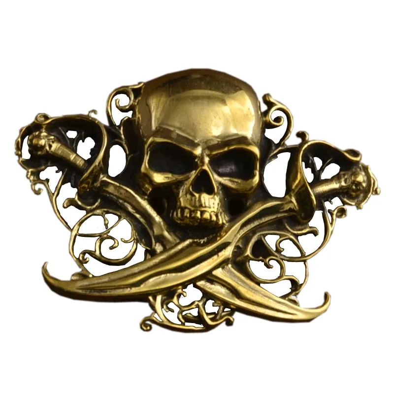 Punk Rock Style Brass Metal Plating Skeleton Skull Buckle for Men