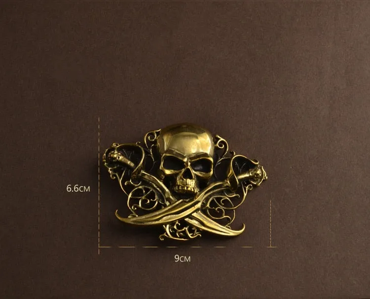 Punk Rock Style Brass Metal Plating Skeleton Skull Buckle for Men