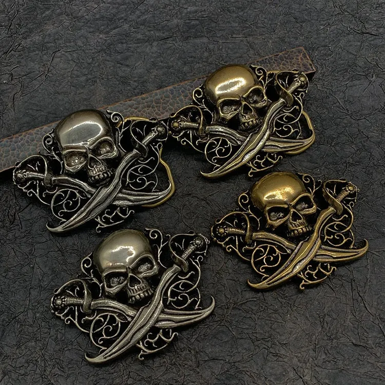 Punk Rock Style Brass Metal Plating Skeleton Skull Buckle for Men