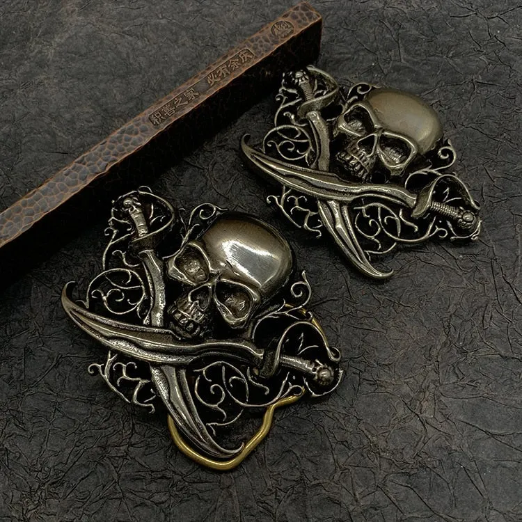 Punk Rock Style Brass Metal Plating Skeleton Skull Buckle for Men