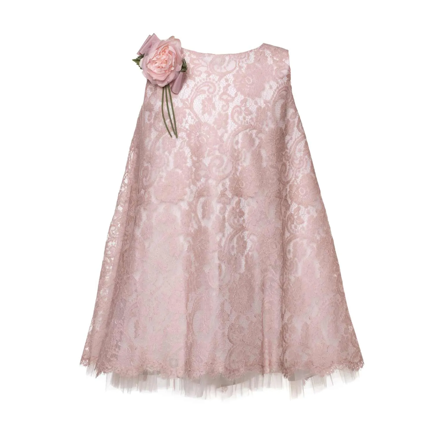 Raffaella Old Rose Lace Dress For Girls