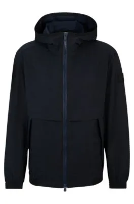 Regular-fit hooded jacket in air-mesh stretch fabric