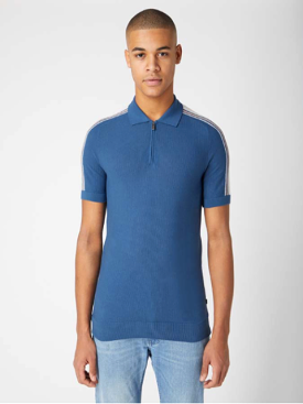 REMUS UOMO Slim Knitted Polo Sleeve Shirt/Kingfisher Blue - New SS22