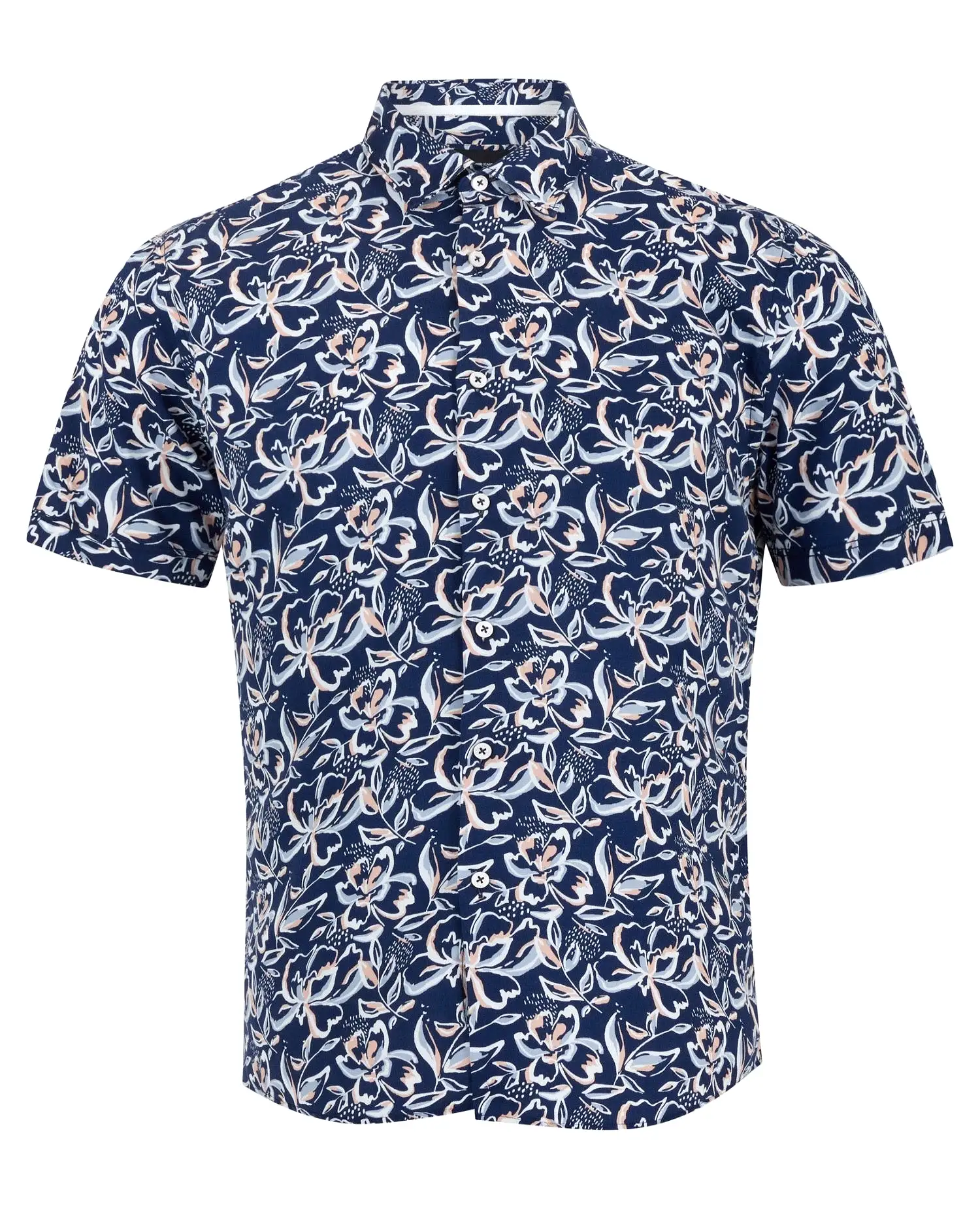 REMUS UOMO S/S Fancy Wild Flower Print Shirt/Blue - New SS24