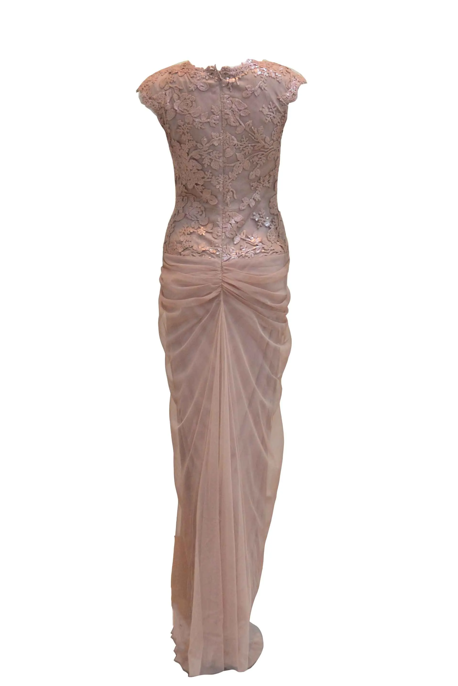 Rent: Tadashi Shoji - Dusty Pink Tulle with Sequins Dress