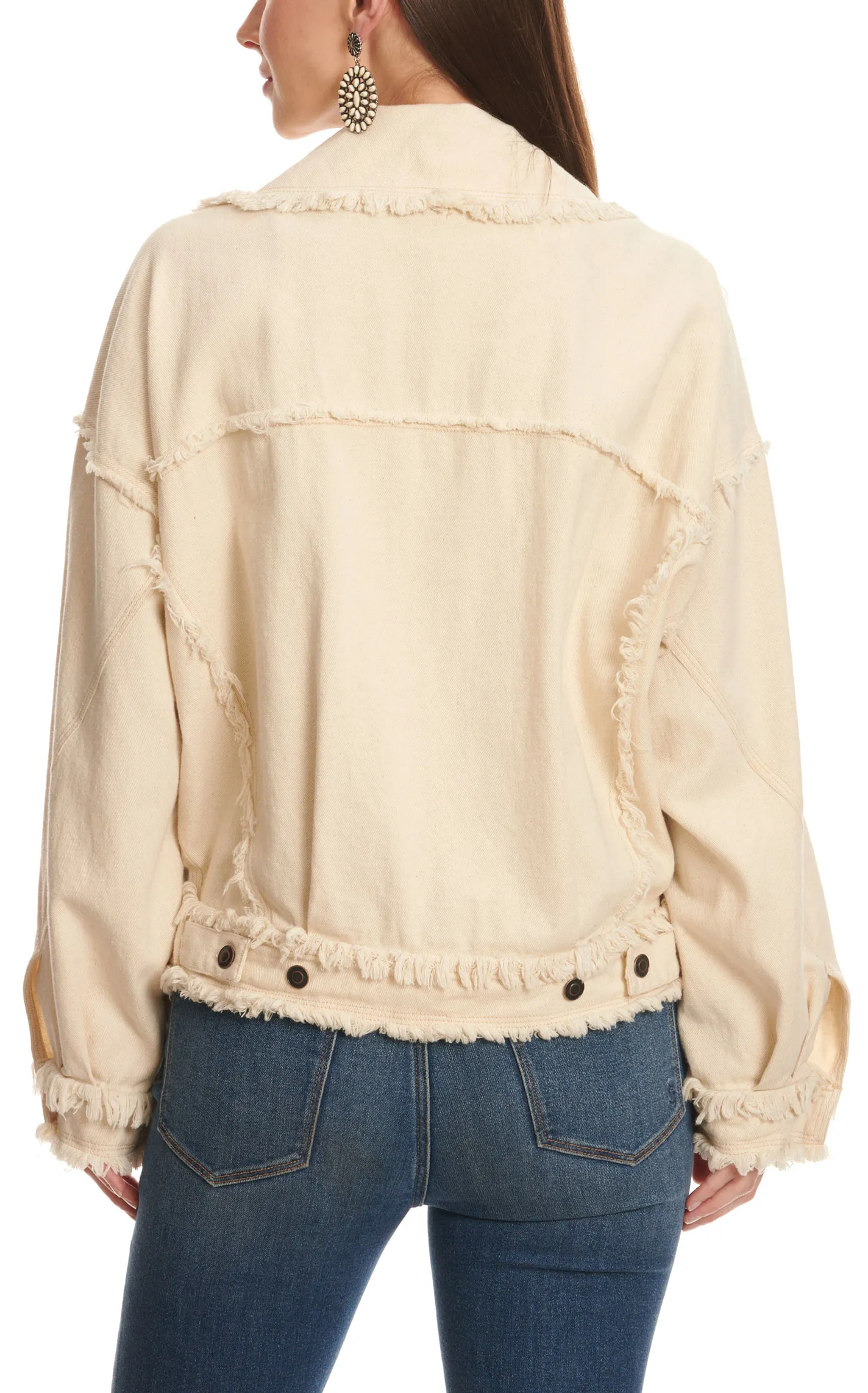 Rockin C Women's White Frayed Denim Jacket