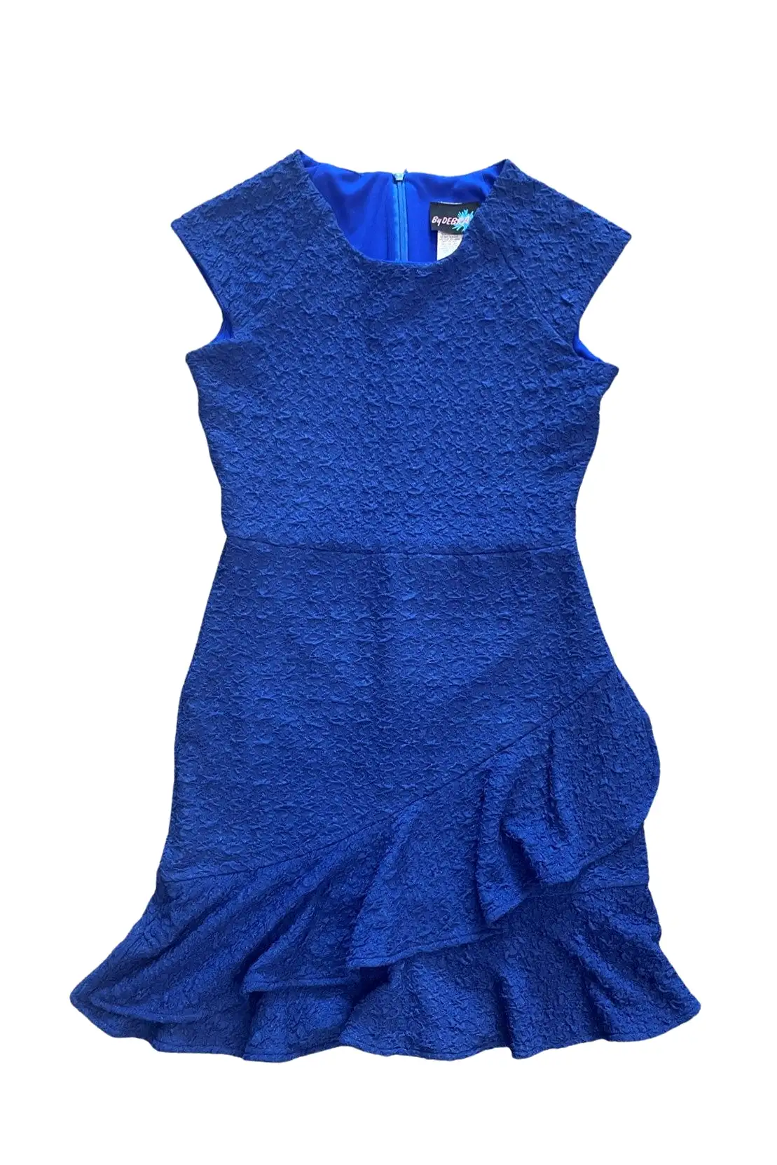 Royal Blue Cap Sleeve Ruffle Dress