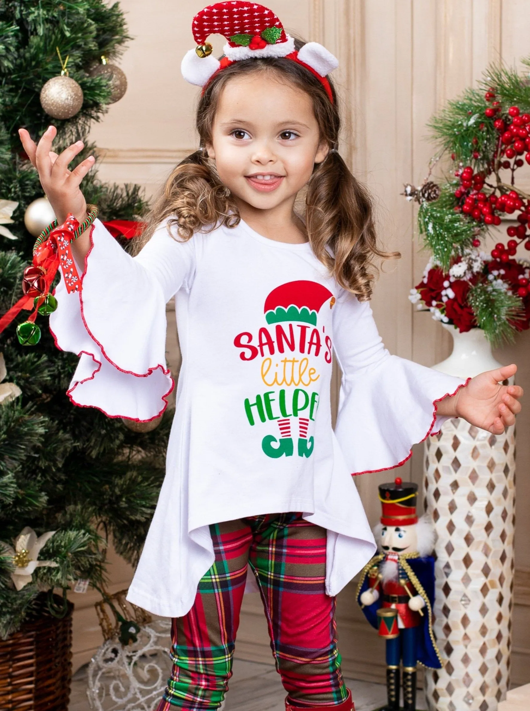 Santa's Little Helper Plaid Legging Set