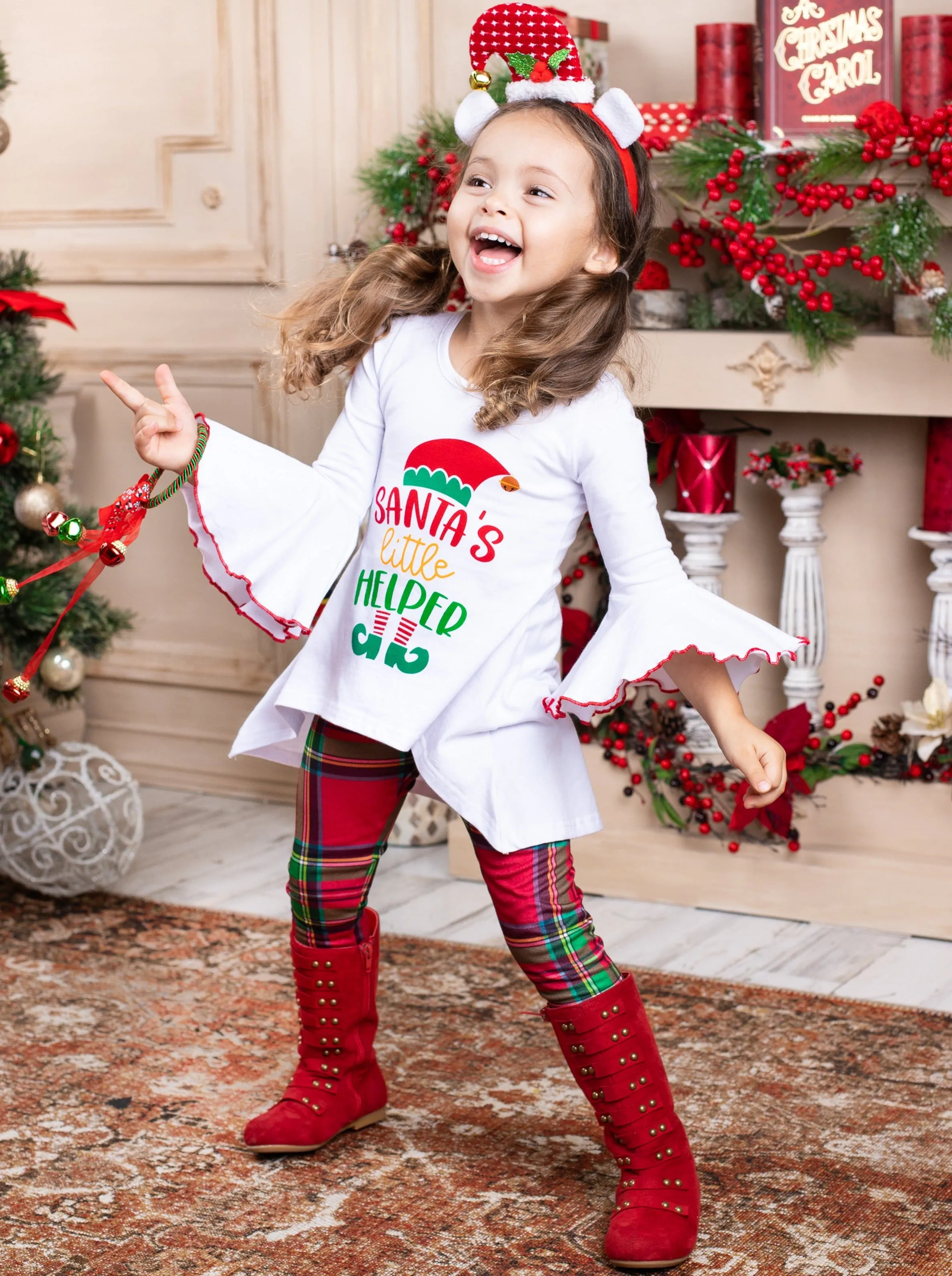 Santa's Little Helper Plaid Legging Set