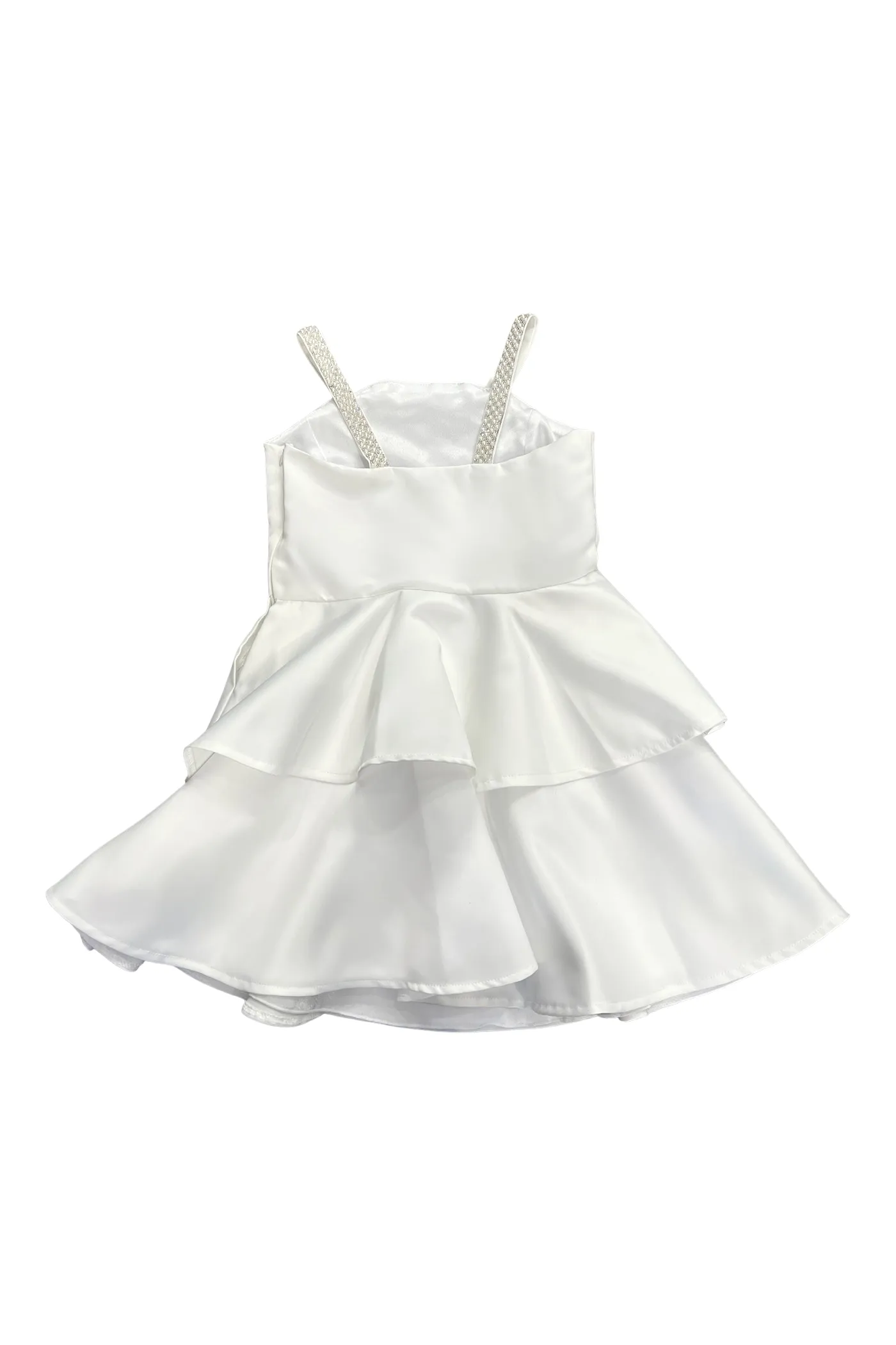 Satin Tiered Pearl Strap Dress