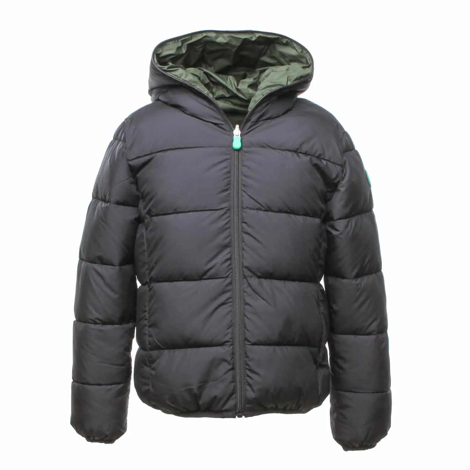 Save The Duck Green And Black Unisex Jacket For Children And Teen