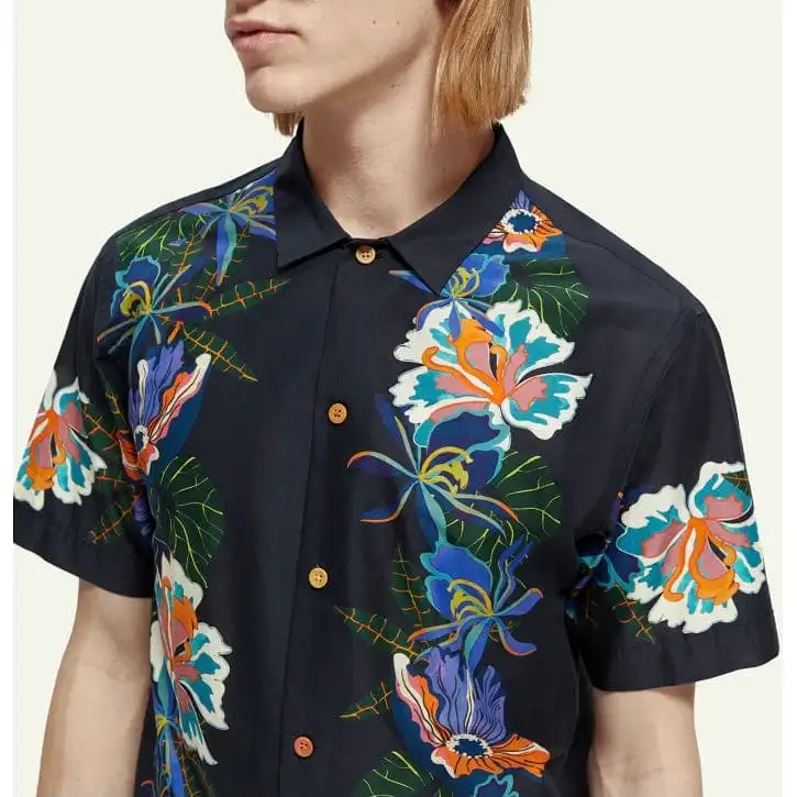 Scotch & Soda Cotton Voile Camp Printed Shirt (Border Flower) 171649