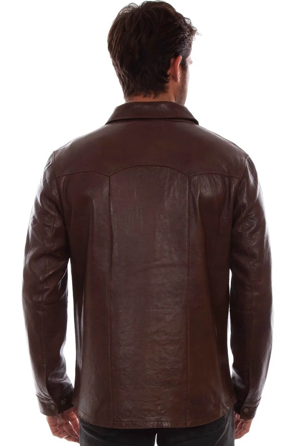 Scully Mens Western Shirt Chocolate Leather Leather Jacket