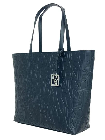 SHOPPING BAG NERA CON LOGO IN RILIEVO